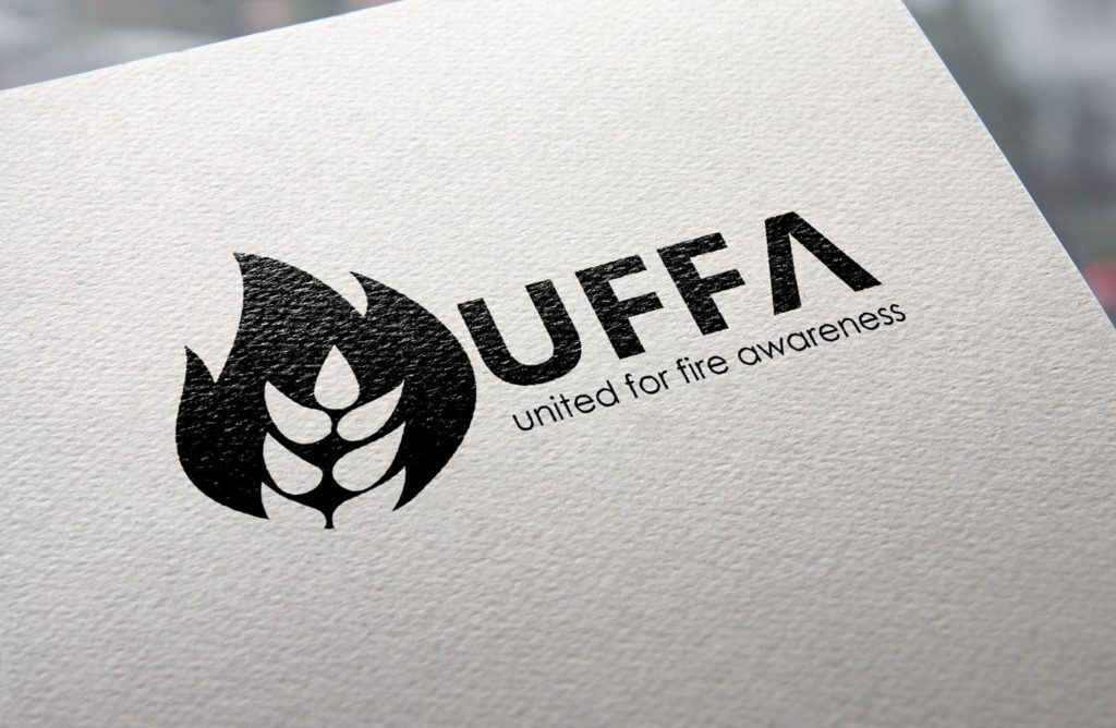 UFFA - our story - logo on paper - fire awareness